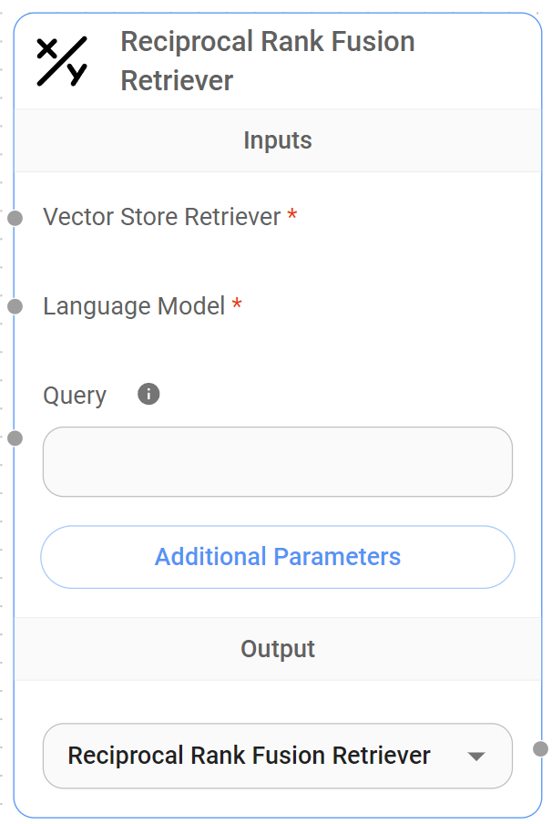 <p>Reciprocal Rank Fusion Retriever Node</p>